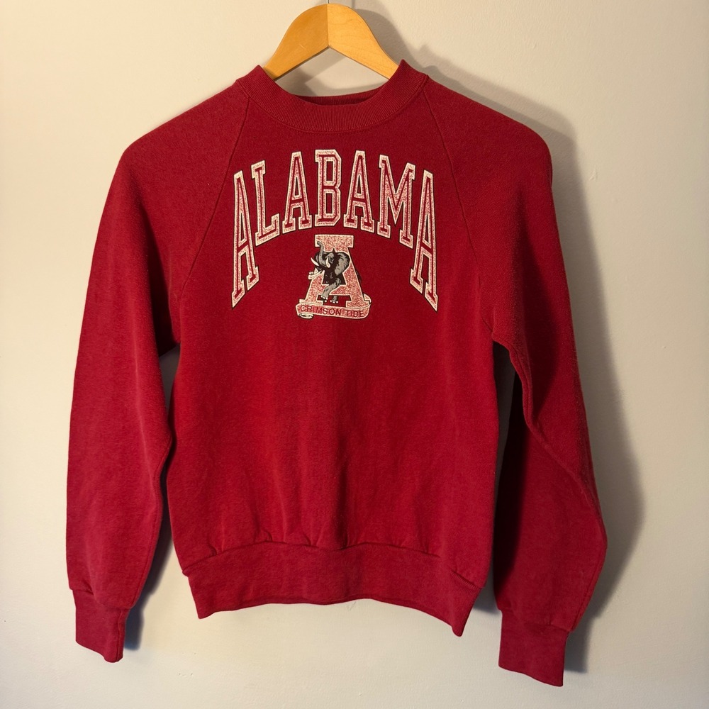 Vintage 70s 80s Alabama Crimson Tide Raglan Sweatshirt Red XS Big Al Mascot